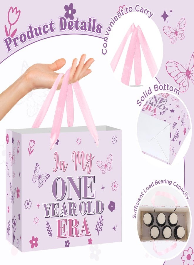 Woosytoo Onederful 1st Birthday Gift Bag for Baby Girl, Butterfly First Birthday Gift Bags with Tissue Paper Greeting Card One Year Old Gifts Wrapping Paper Bag for Girls Baby Shower Party Favors - Image 3